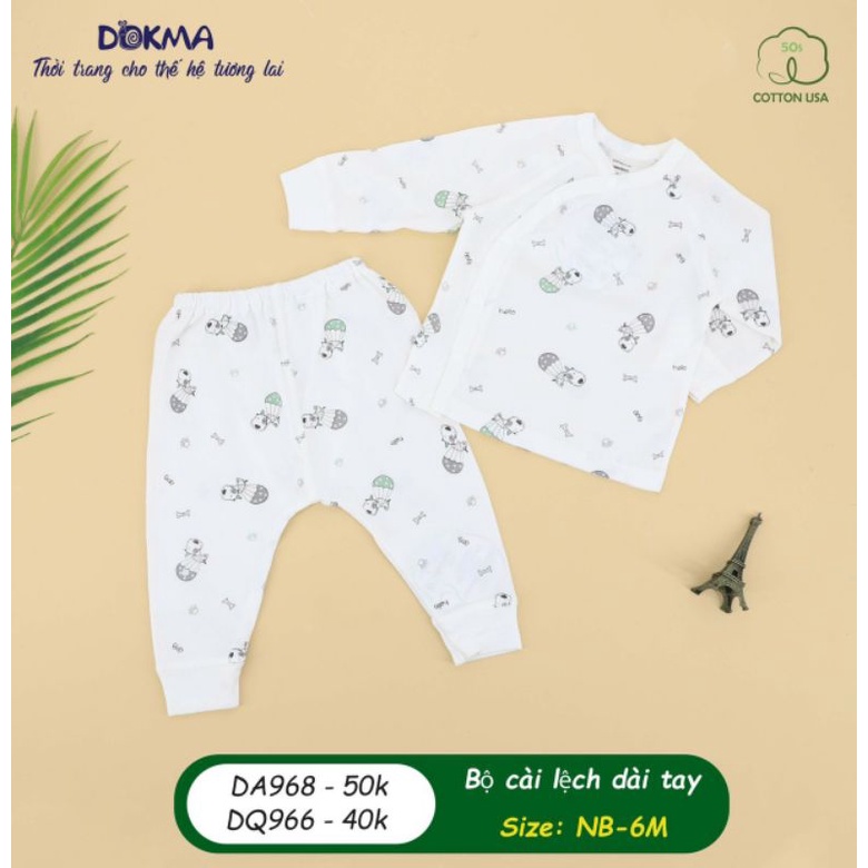 Bộ sơ sinh dài tay cài lệch Dokma size NB-3m