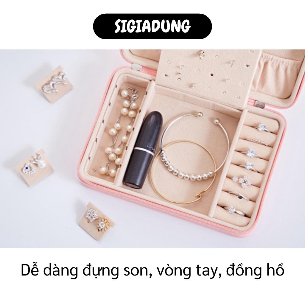 [SGD] Hộp Đựng Trang Sức - Hộp Lưu Trữ Dây Chuyền, Khuyên Tai, Nhẫn Có Gương Bọc Da Pu 9506