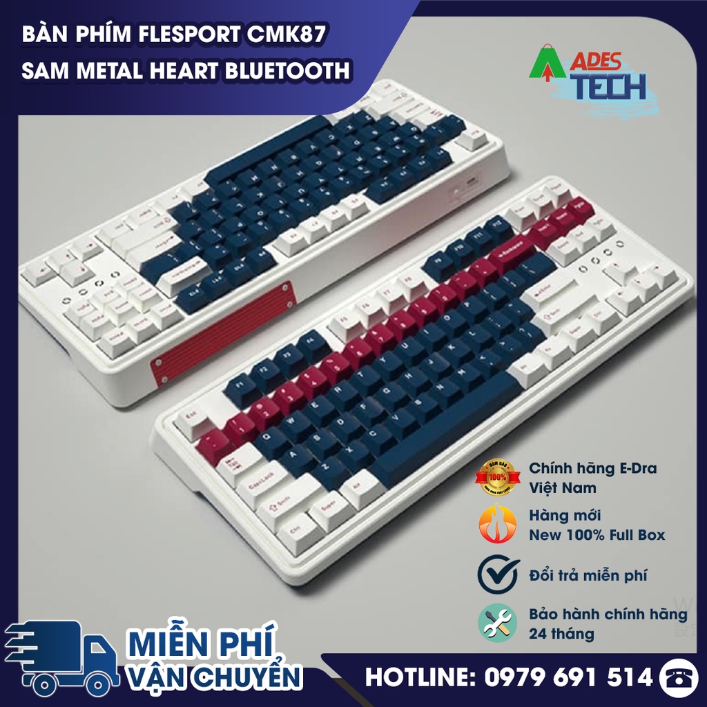 Bàn phím FLEsport CMK87 SAM Metal Heart Bluetooth + Wireless + Switch Kailh BOX