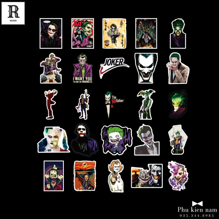 Sticker PVC Chống nước Hình dán trang trí Tường Mũ Laptop Xe Điện Thoại Joker ST029