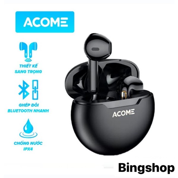 Tai Nghe Không Dây ACOME Airdots T2 Bluetooth 5.0 TWS Semi In-Ear Chống Nước IPX4, Play time 18h