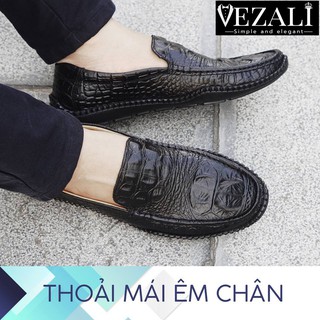 [Da Bò Thật] [Free ship HN] Giày Lười Nam Vân Cá Sấu TX21