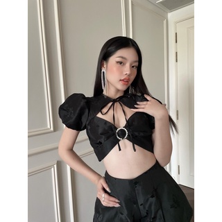 Set áo tafta tay bồng Heart Candy và quần basic tafta - Tipblu