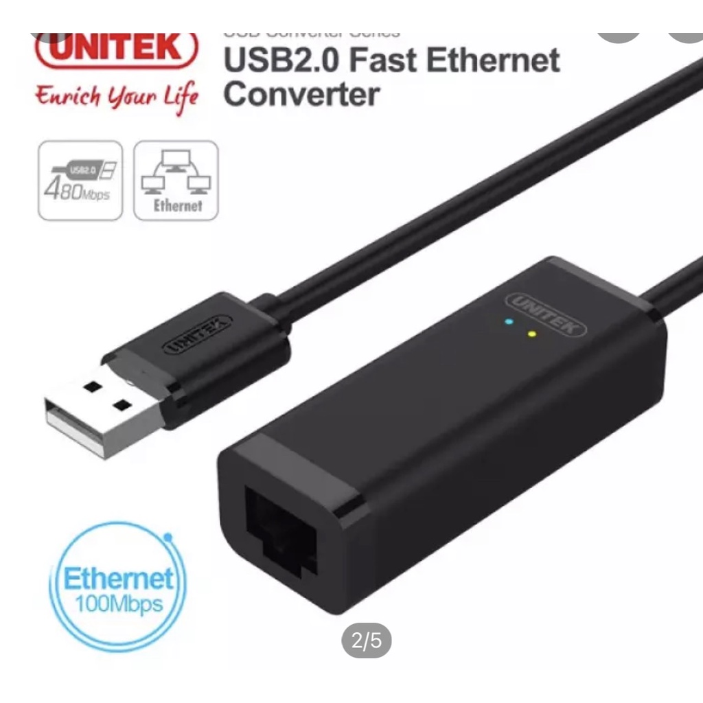 Cáp chuyển USB 2.0 sang Lan Unitek Y-1468