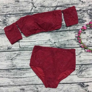 Bikini ren trễ vai