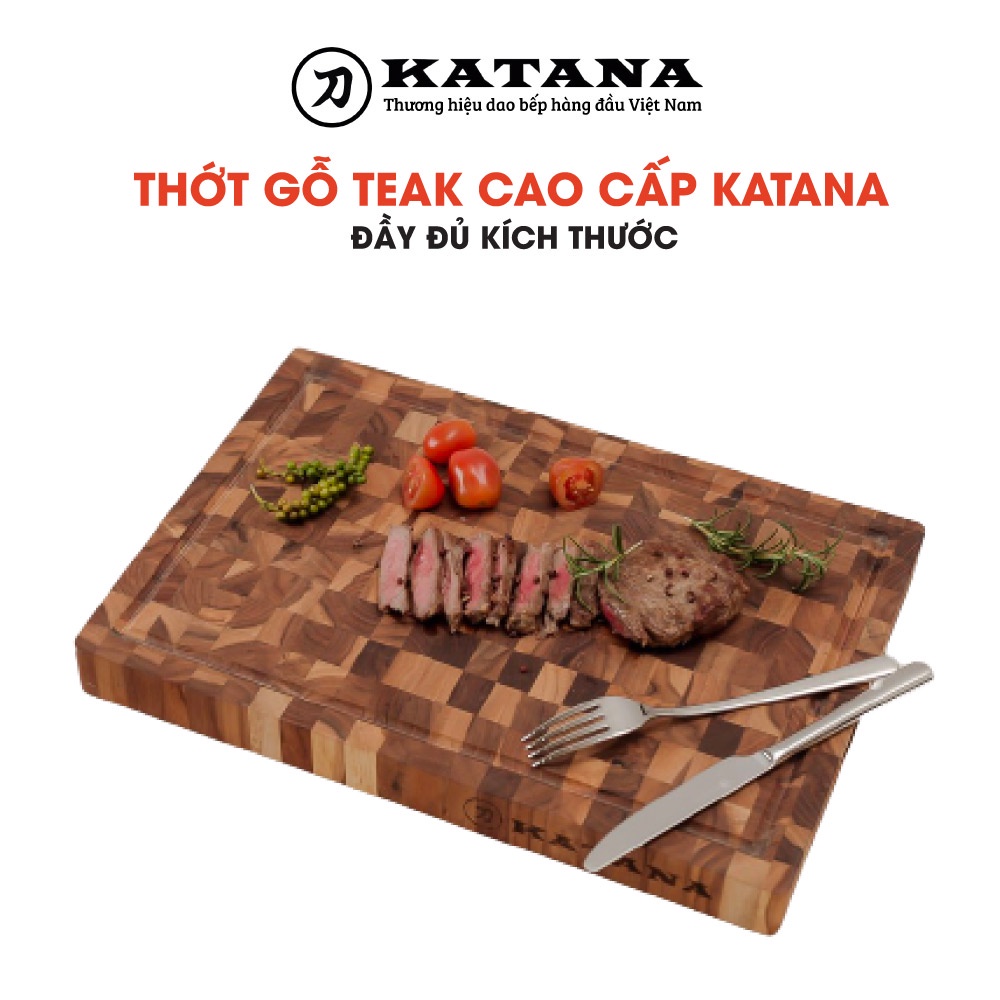 Thớt gỗ Teak KATANA hình chữ nhật, 4 kích thước