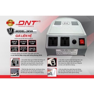 Biến áp đổi nguồn dnt 2kva từ 220v ra 100v dùng cho đồ nội địa nhật bản