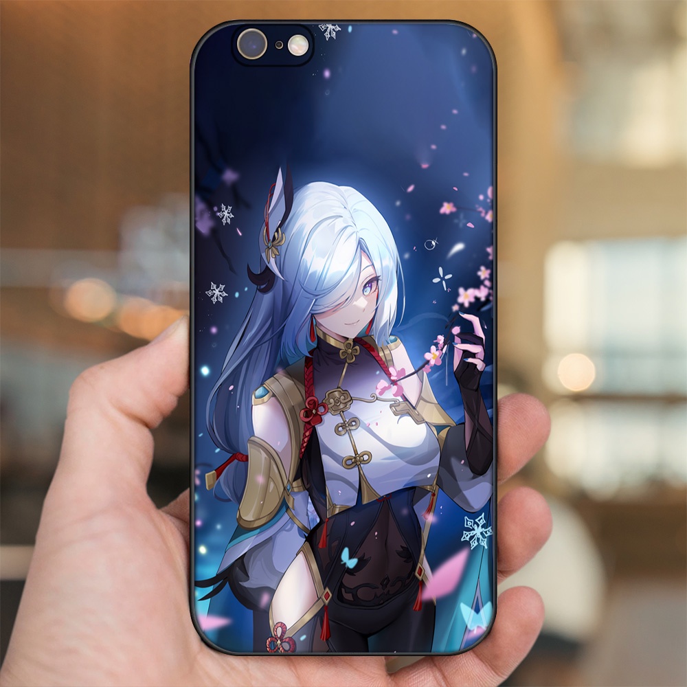 Ốp lưng iPhone 6, 6s dẻo đen cạnh vuông in hình Shenhe Genshin Impact