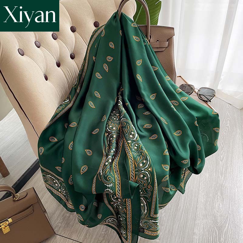 Khăn choàng lụa satin in họa tiết thời trang kích thước 90*180cm