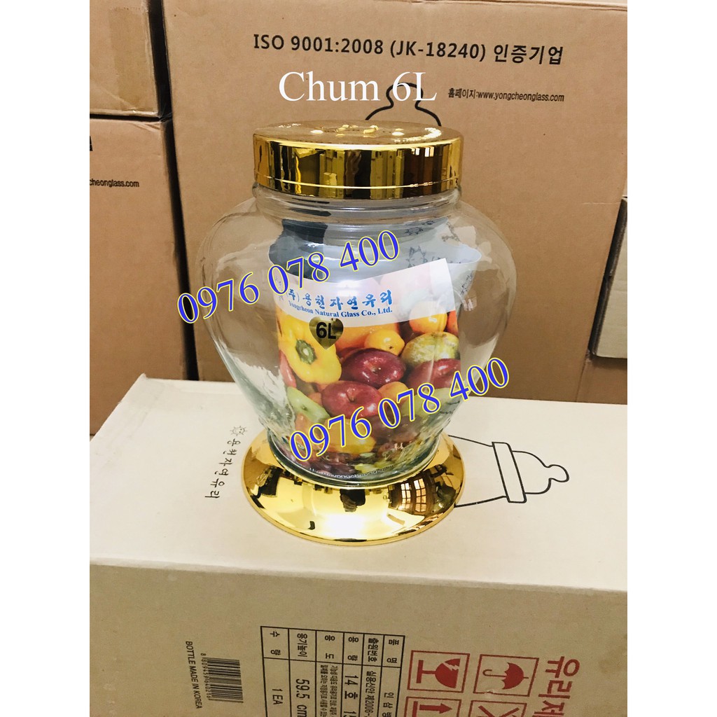 Bình Ngâm Rượu Hàn Quốc 6 Lít , Bình Thuỷ Tinh Yongcheon, BHQ-S206