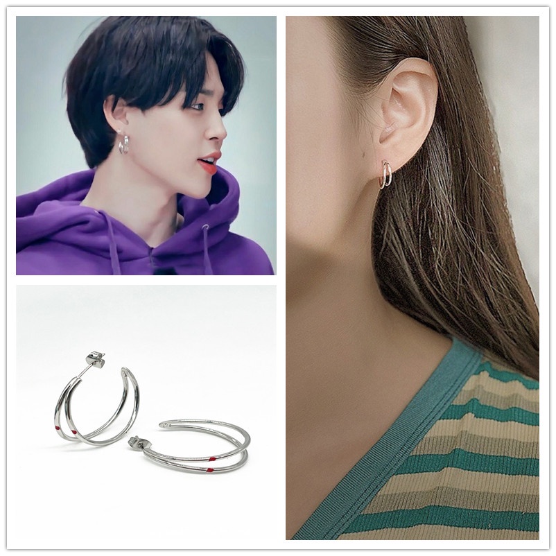 Bông Tai Khắc Họa Tiết Thời Trang Hip hop