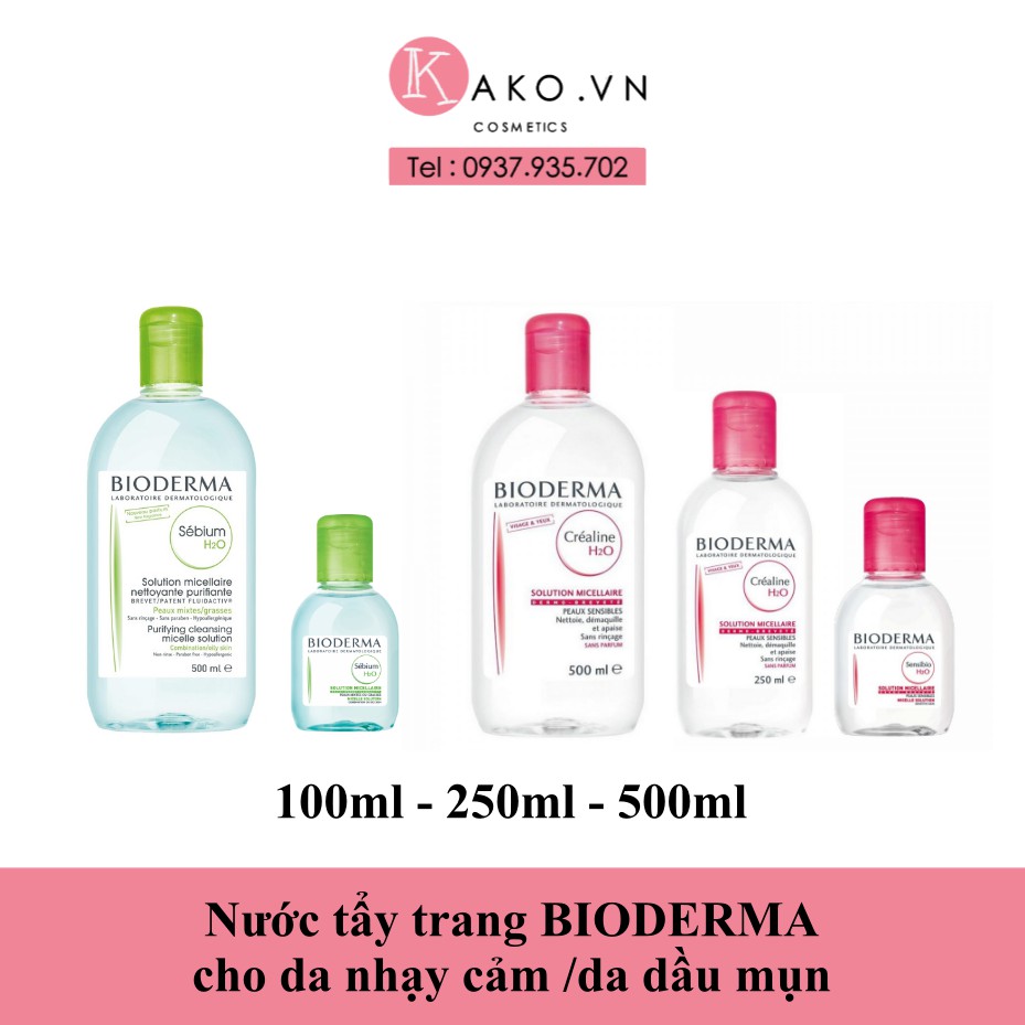 Nước tẩy trang Micellar Bioderma H2O, 100ml/ 500ml