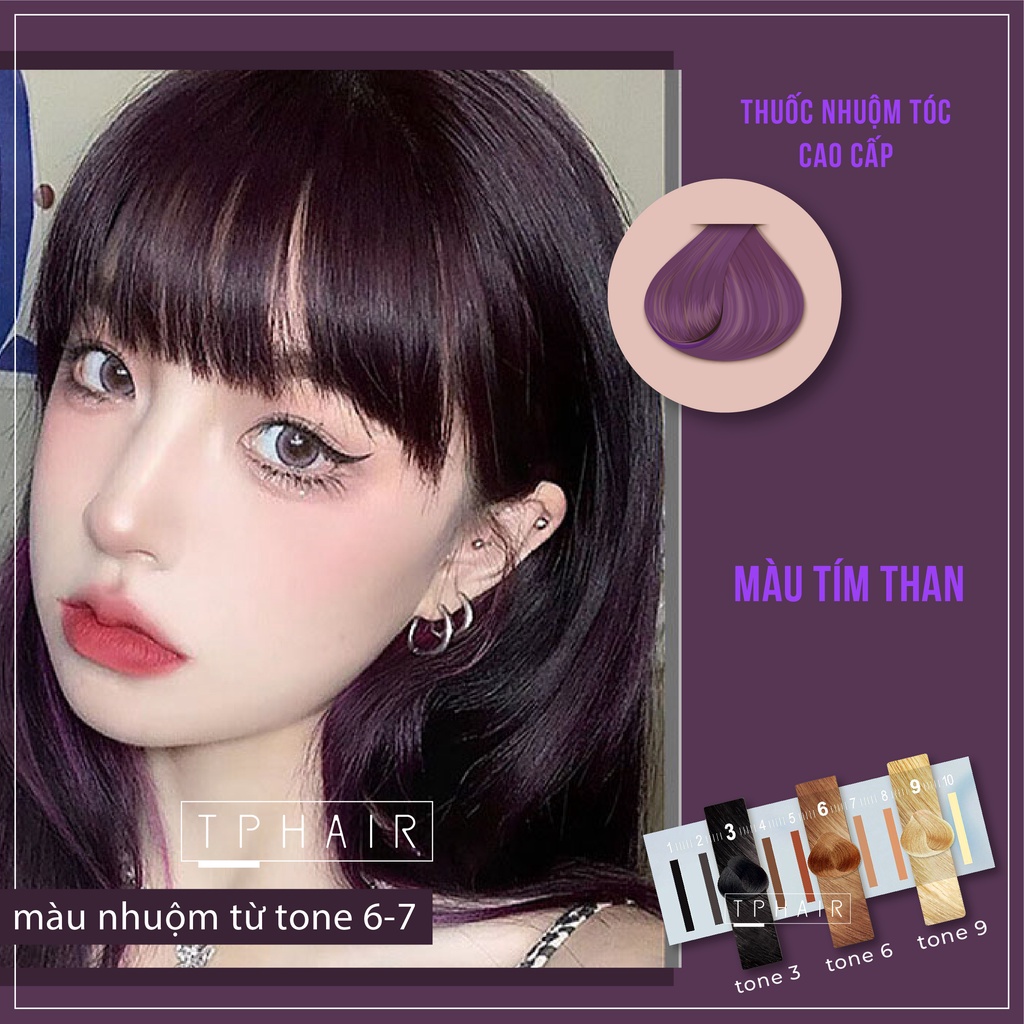 Thuốc nhuộm tóc màu tím than nâu rêu hồng màu cam vàng rêu đỏ khói xanh