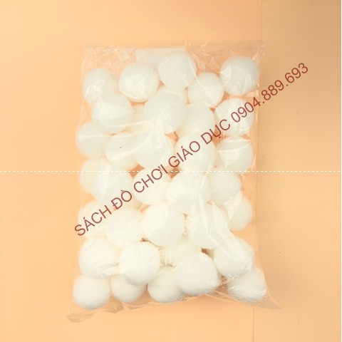 Túi pom pom màu trắng 20 quả đường kính 2,5cm