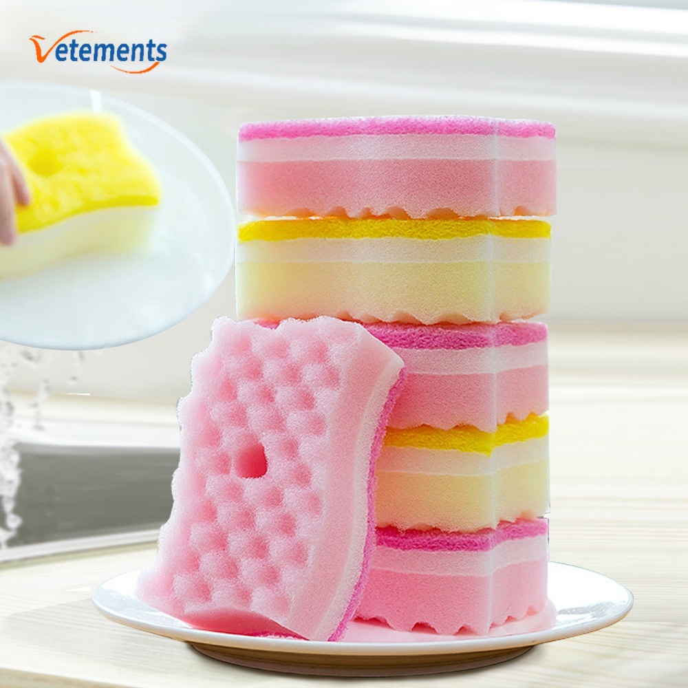 Set 4 Miếng Xốp Rửa Chén Hai Mặt Hình Chữ S Đa Năng Tiện Dụng Cho Nhà Bếp