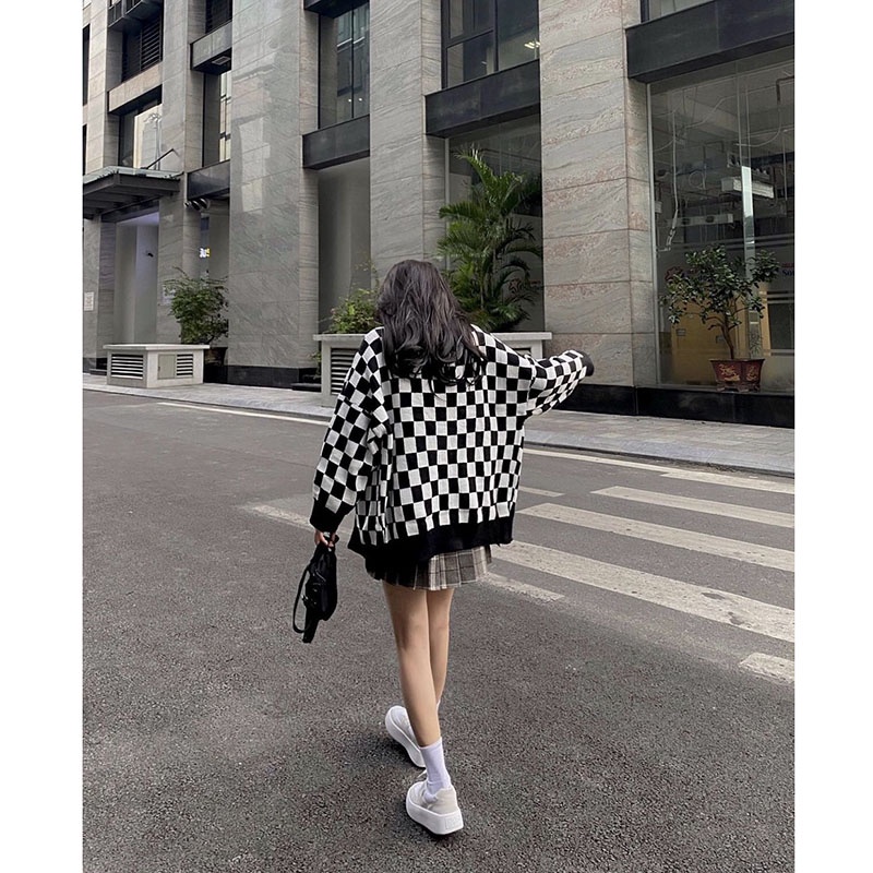 Áo Khoác Cardigan Ô Vuông M2132 ( Ảnh Thật )-Violet | BigBuy360 - bigbuy360.vn