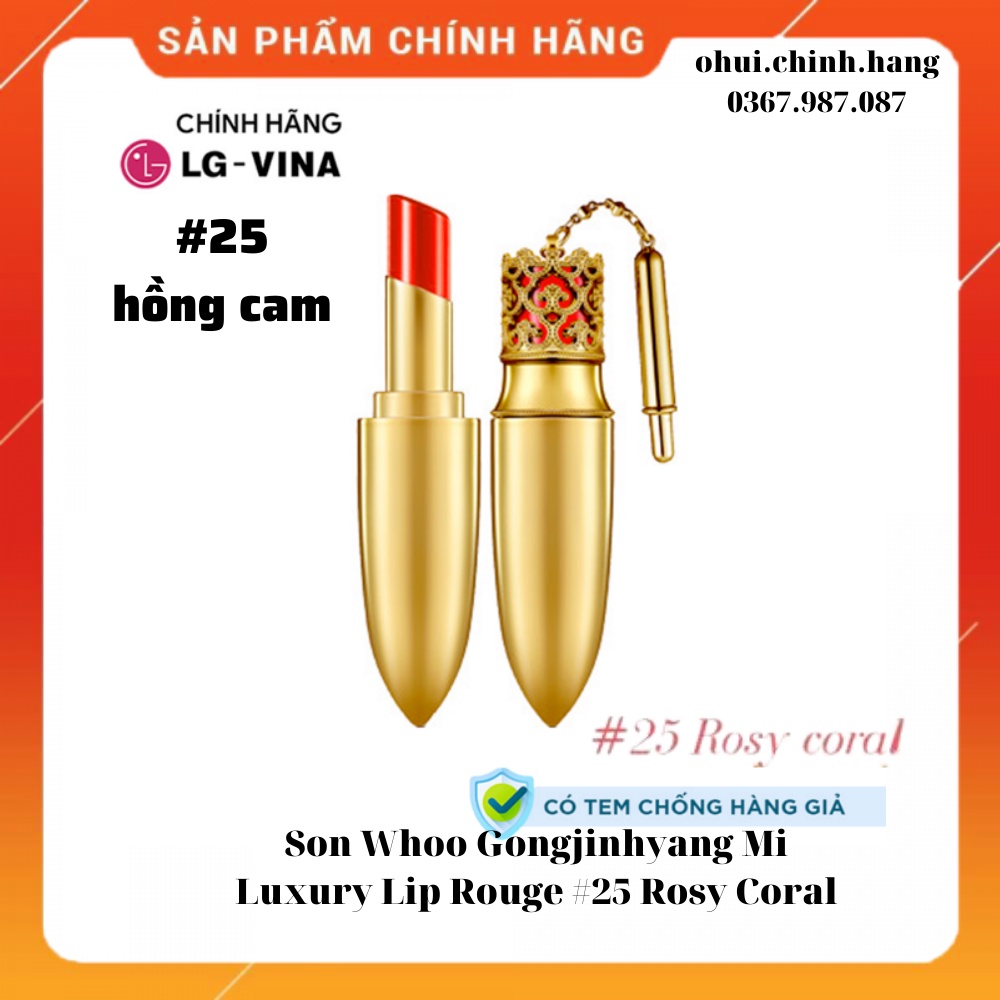 Son Hoàng hậu Whoo Mi Luxury Lipstick Hồng Cam #25_CĂNG BÓNG ,MỀM MÔI, LÊN MÔI CHUẨN MÀU