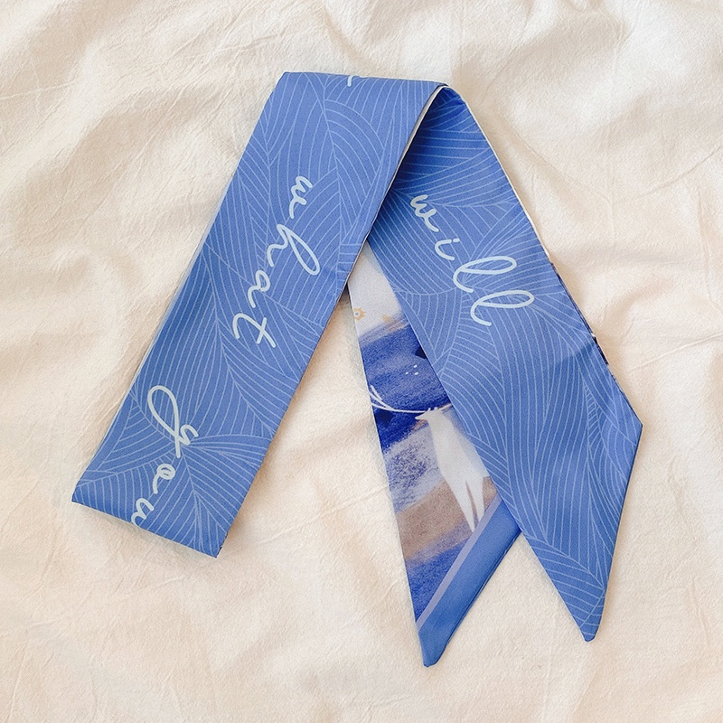 Khăn choàng cột tóc vải lụa chất lượng cao in họa tiết thời trang Hàn Quốc dành cho bạn gái