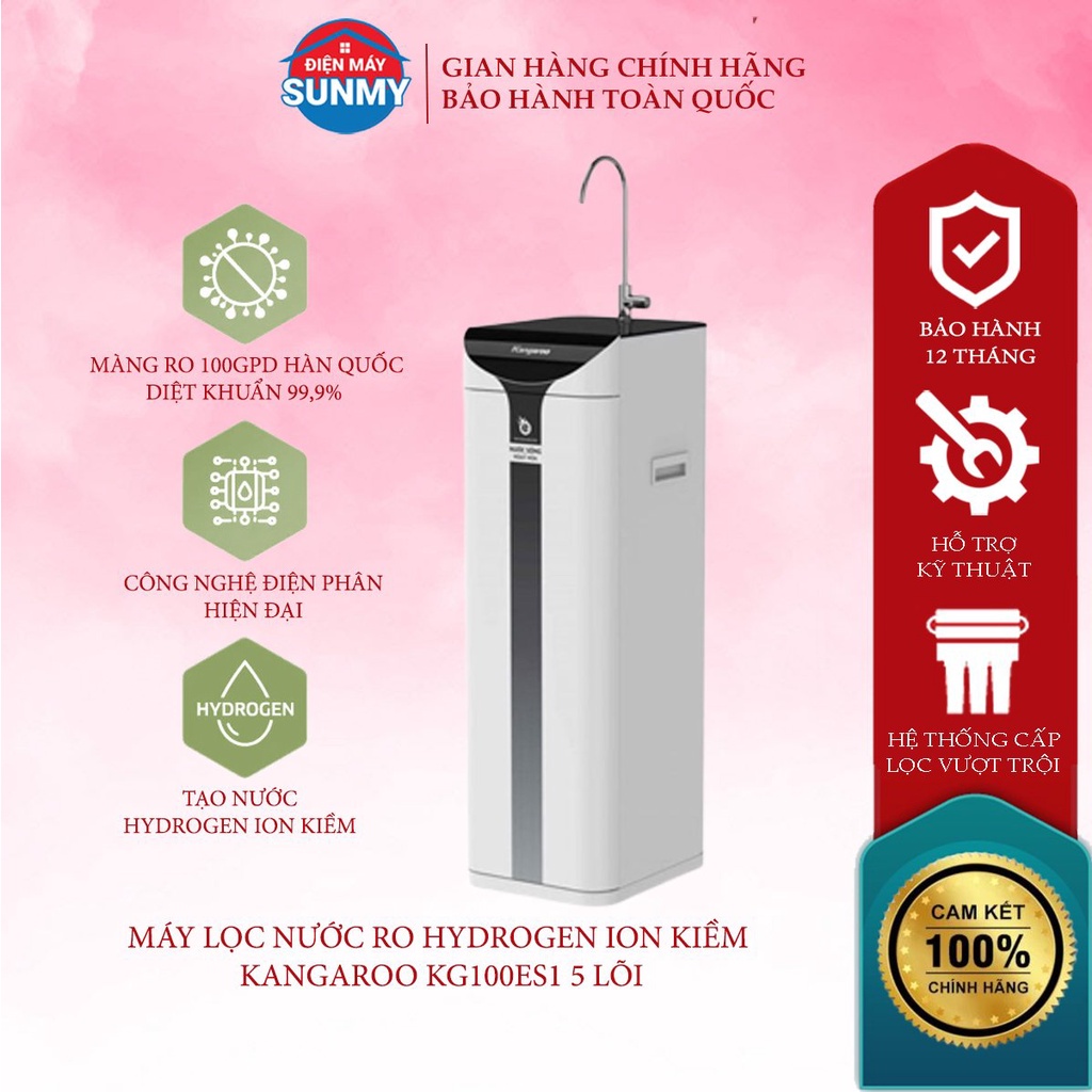 Máy lọc nước RO hydrogen ion kiềm Kangaroo KG100ES1- Điện máy Sunmy- Bảo hành chính hãng toàn quốc