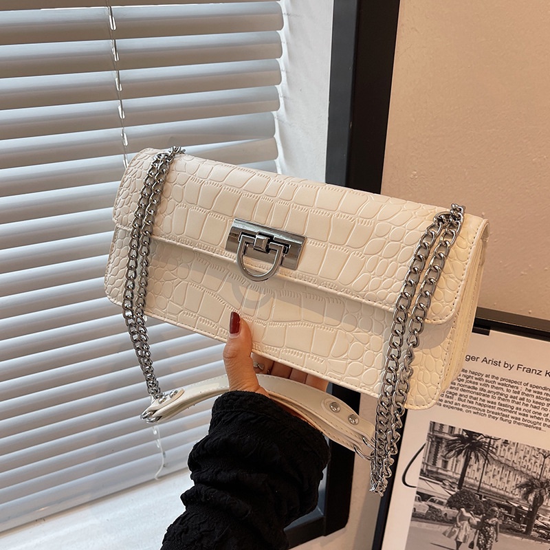 Túi Đeo Chéo Dáng Vuông Nhỏ Vân Da Cá Sấu Thời Trang Cao Cấp Cho Nữ