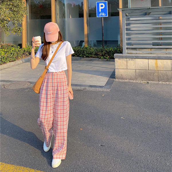 quần ống rộng Sọc Caro Hồng Phong Cách Hàn Quốc 2021 Cho Nữ | BigBuy360 - bigbuy360.vn