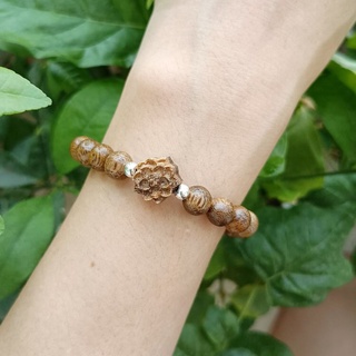 Vòng Trầm Tốc Mix Charm Sen Trầm + Bi Bạc