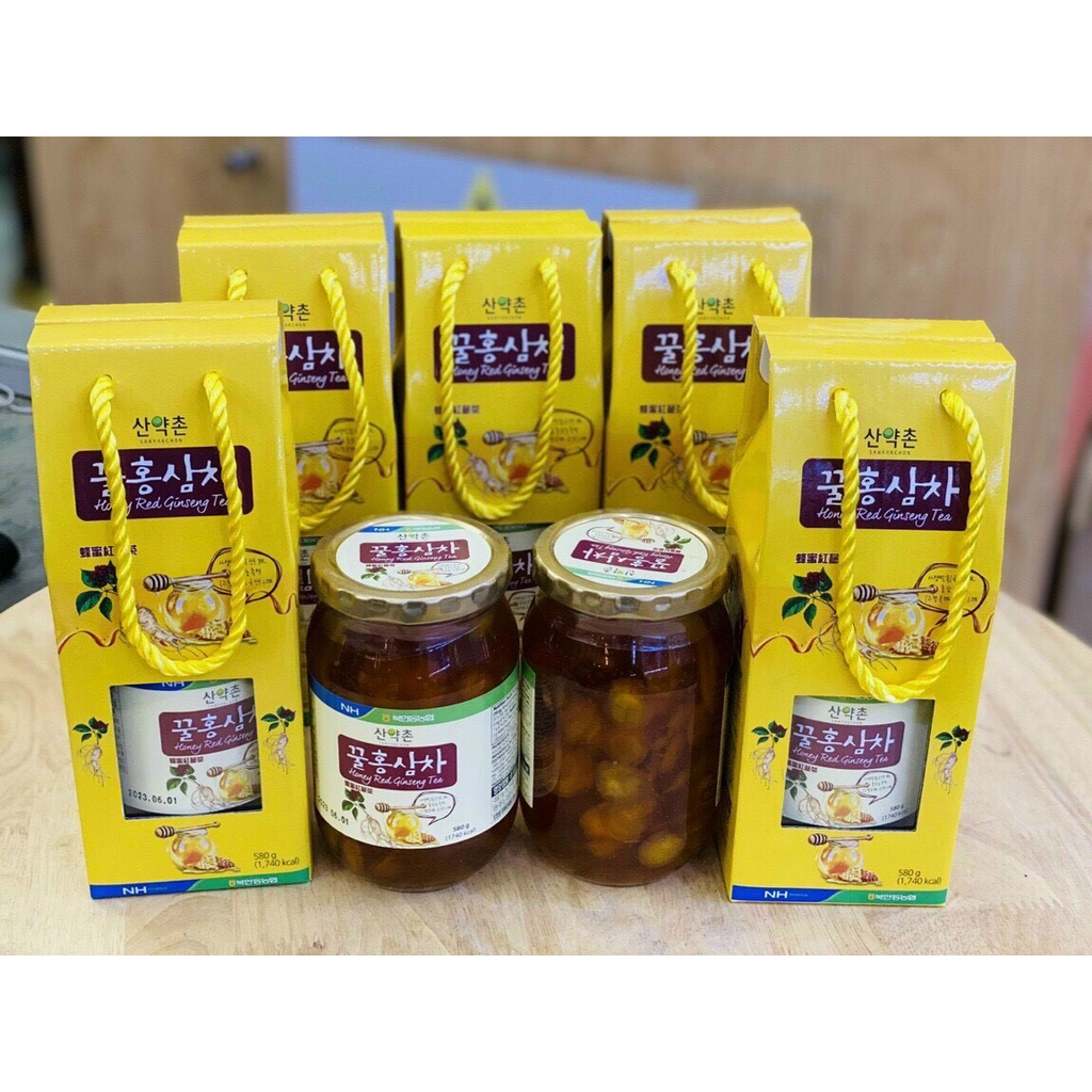 [Combo 10 hũ] Nhân sâm lát ngâm mật ong Nonghuyp Hàn Quốc 580g cao cấp làm quà tặng