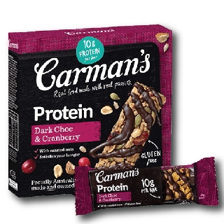Thanh Giàu Đạm Carman's Protein Bar Dark Choc, Cranberry - 200g