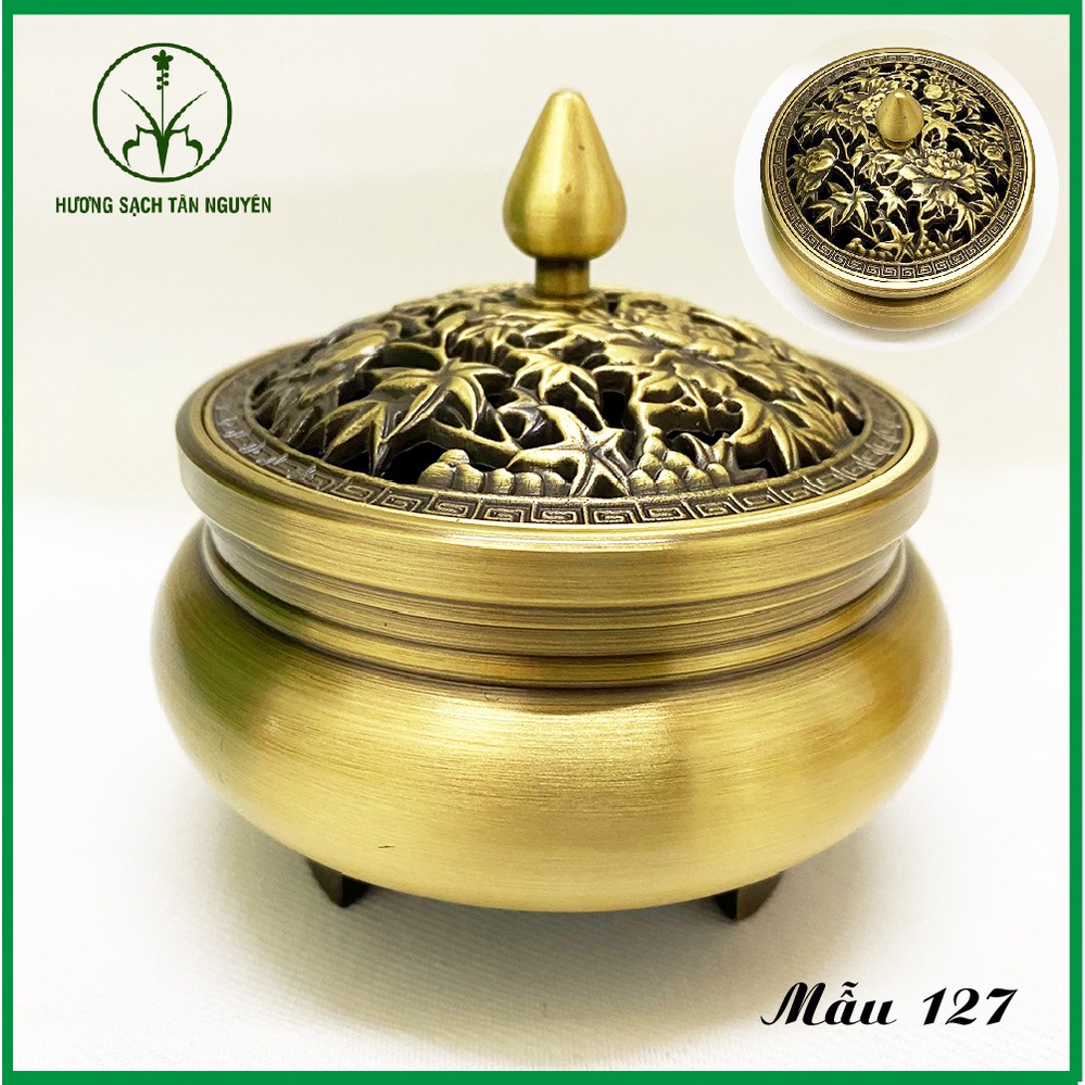 Lư đốt trầm bằng đồng, lư đồng xông trầm 100% đồng nguyên chất, chạm khắc tinh xảo LOẠI 1