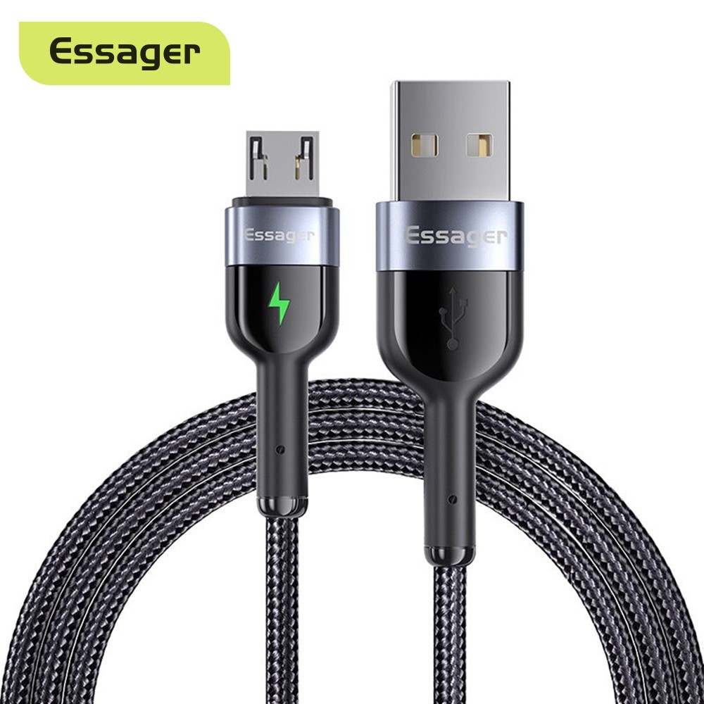 Cáp ESSAGER sạc nhanh / truyền dữ liệu kết nối cổng micro USB tích hợp đèn LED cho điện thoại android