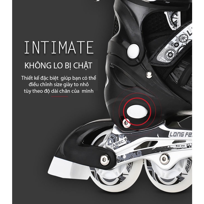 Giày trượt patin Longfeng 905 cao cấp tặng + ốc vít + chướng ngại vật batin batanh Longfeng 905