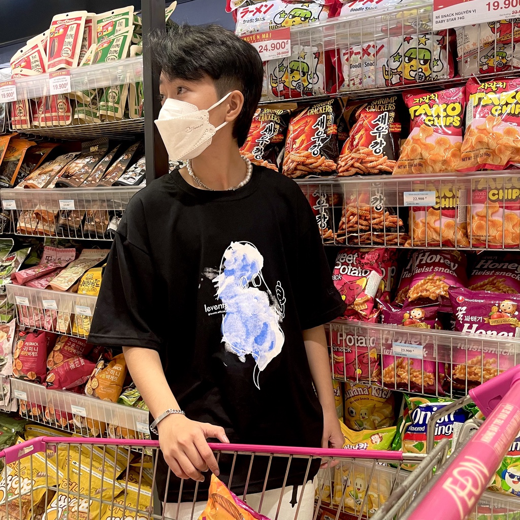 Áo LEVENTS Chubby Ghost Hình Con Ma, Lvs Tee Thun Tay Lỡ Form Rộng Nam Nữ Full Tag Unisex Black White SATO SHOP STORE