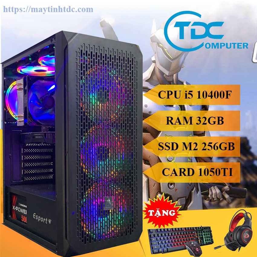 Case máy tính chơi game,thiết kế đồ họa Max PC CPU core i5 10400F, Ram 32GB,SSD M2 256GB, Card 1050TI+Qùa Tặng