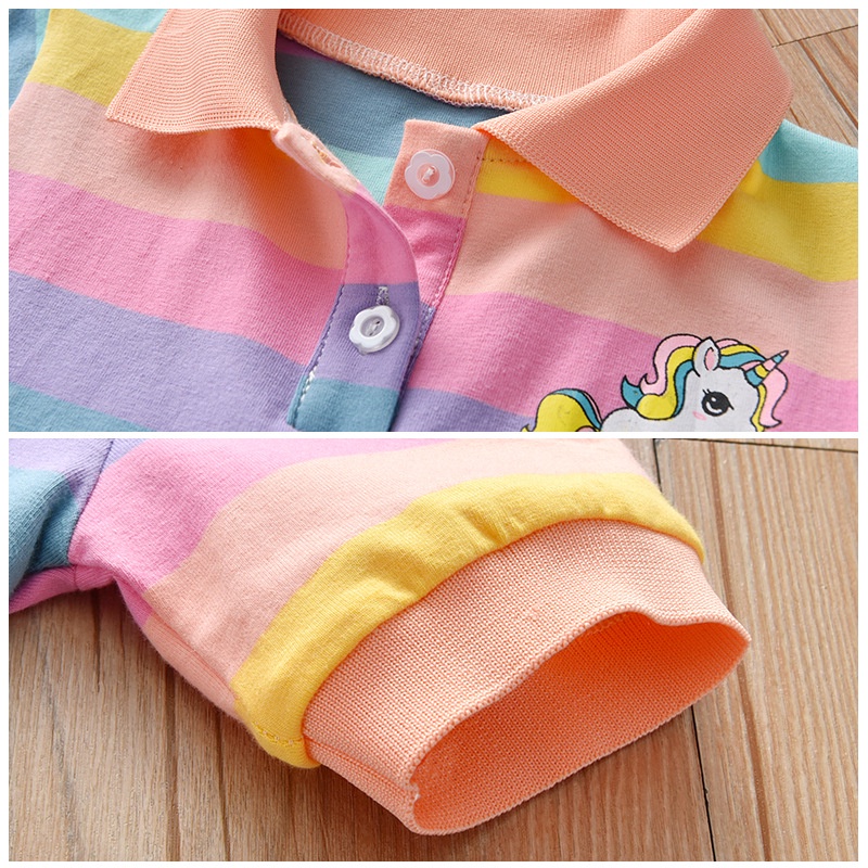 Đầm Polo Kẻ Sọc Màu Sắc Thời Trang Hàn Quốc Cho Bé Gái 2022