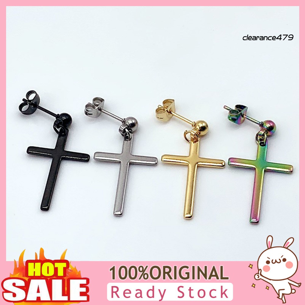 1 Khuyên Tai Hình Thánh Giá Chất Liệu Thép Không Gỉ Thời Trang Cho Nam Và Nữ