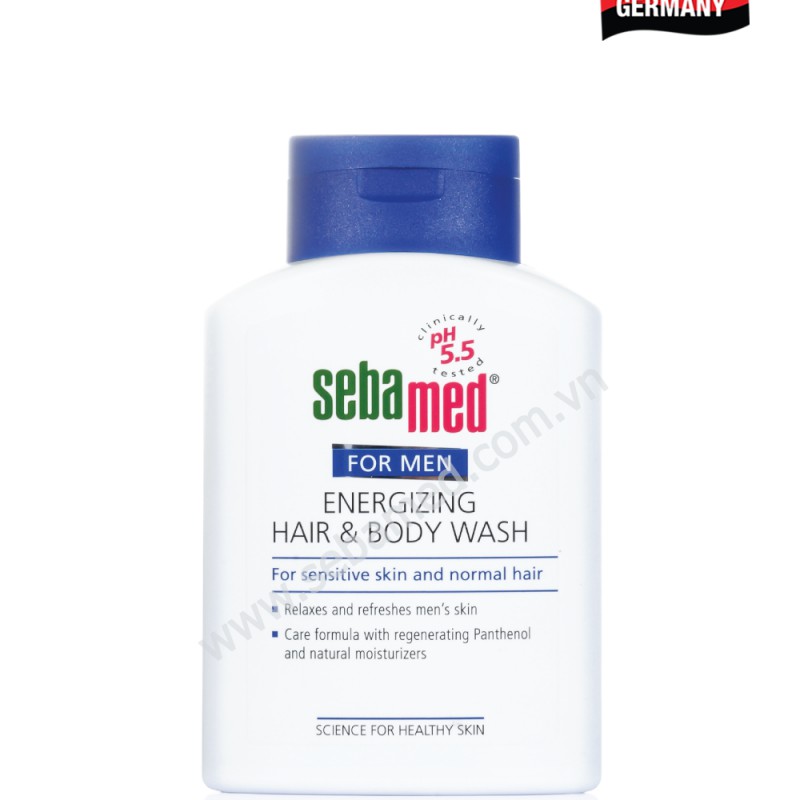 Sữa tắm gội 2 in 1 dành cho nam Sebamed pH5.5 Energizing Hair Bady Wash 200ml