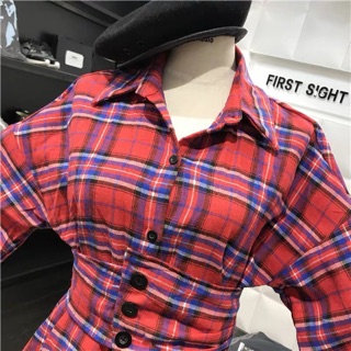 Đầm sơ mi bo eo korea