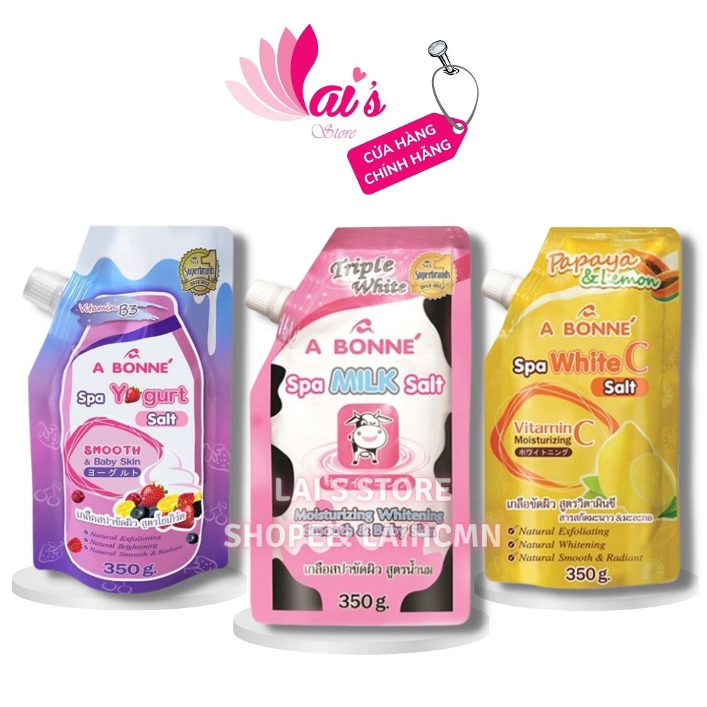 Muối Tắm Sữa Bò Tẩy Tế Bào Chết A Bonne Spa Milk Salt 350g Thái Lan, Cam kết hàng chính hãng - LAI'S STORE