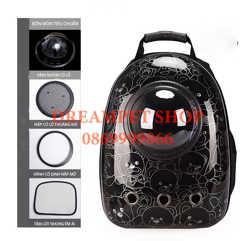 Balo Phi Hành Gia Cao Cấp - Balo Chó Mèo - Balo Vận Chuyển Chó