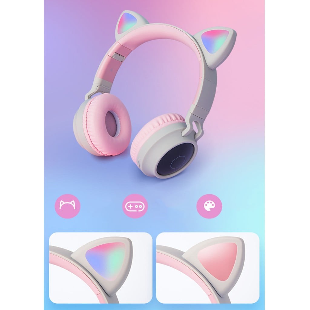 Tai Nghe Mèo Bluetooth Cao Cấp, Headphone Tai Mèo Đáng Yêu, Có Mic, Chống Ồn - Bảo Hành 12 Tháng. | BigBuy360 - bigbuy360.vn