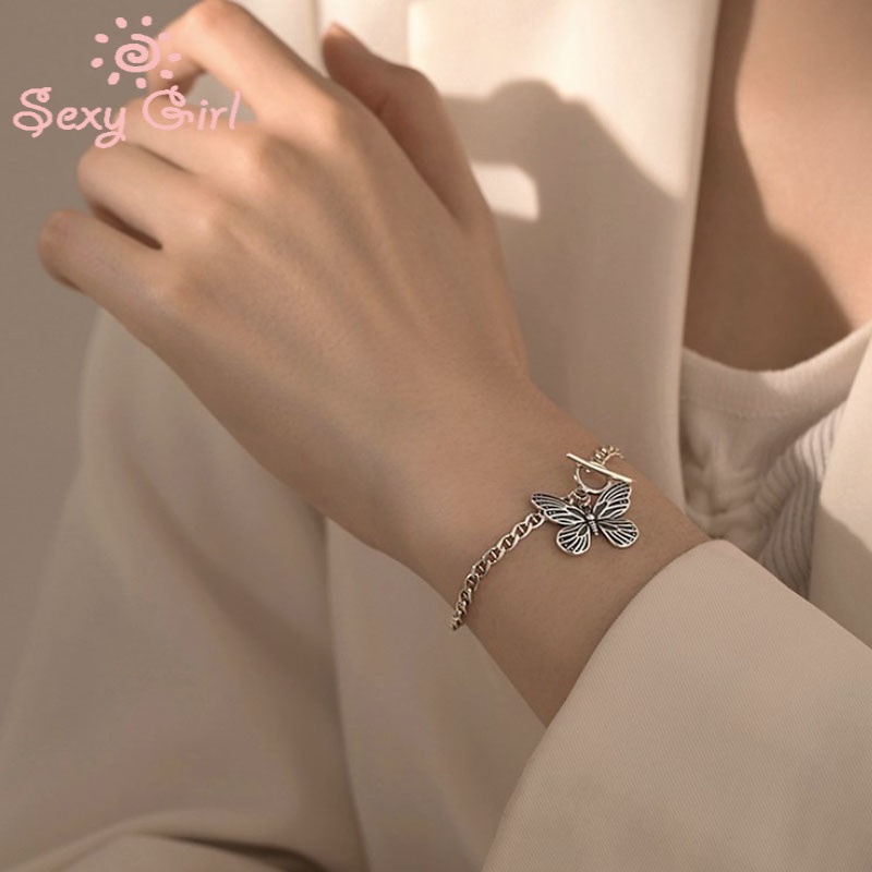 Vòng cổ Bằng Thép Titan Mặt Hình Bướm Phong Cách Hàn Quốc Cho Nữ