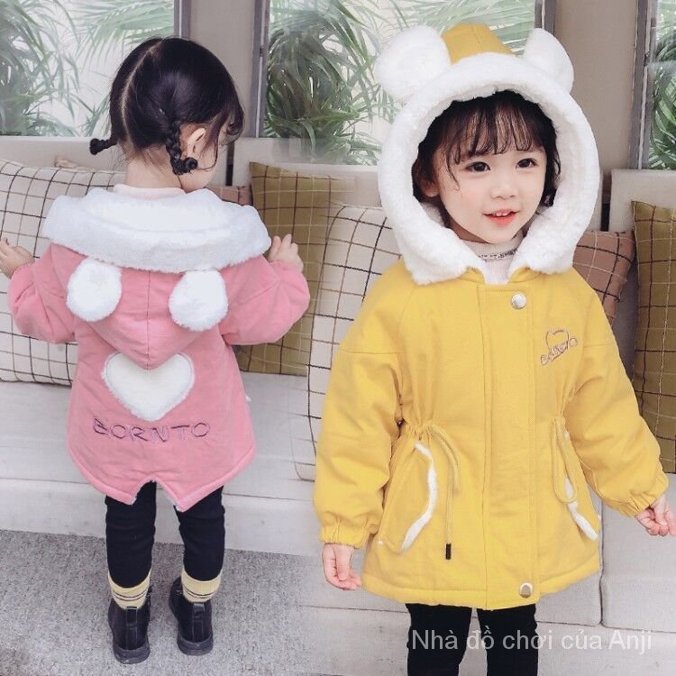 Children Pike Clothes Girls Cotton Velvet Thickening 0-7 Years Old Plus Jacket Cotton Jacket Clothes