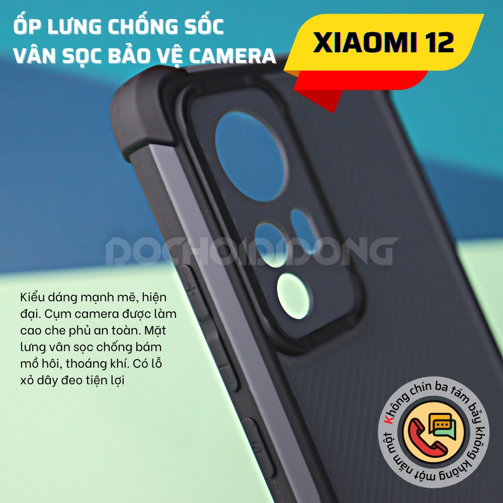 Ốp lưng Xiaomi Mi 12 vân sọc bảo vệ camera