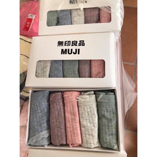 Hộp 5 quần lót nữ muối tiêu cotton tăm  vỏ trắng cao cấp LYMIA