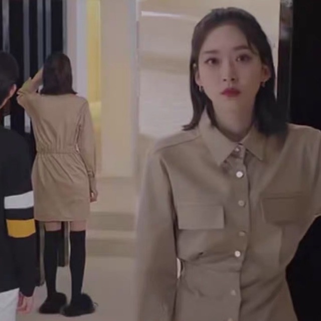 VÁY SƠ MI KAKI giống Ju Seok Kyung PENTHOUSE Kèm ẢNH THẬT Cuộc chiến thượng lưu
