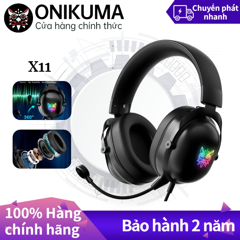 Tai Nghe Trùm Đầu Chơi Game Có Mic Onikuma X11 cho điện thoại / Pc / Ps4【Chính hãng】Bảo hành 2 năm