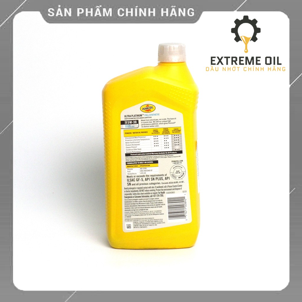 Nhớt xe máy tay ga Pennzoil Ultra Platinum 5W30 Full Synthetic, dầu nhớt Full tổng hợp eXtreme Oil