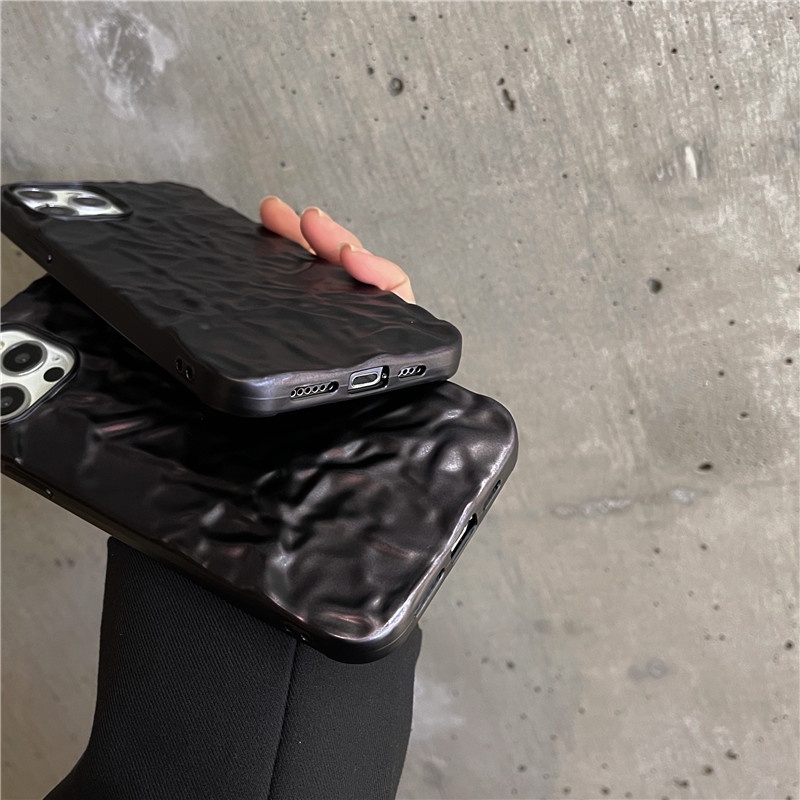 Ốp Điện Thoại Silicon Dẻo Màu Đen In Hình Gấp Nếp Nhăn Cho IPhone 14 13 12 11 Pro Promax X XS XR XSmax 7Plus 8Plus
