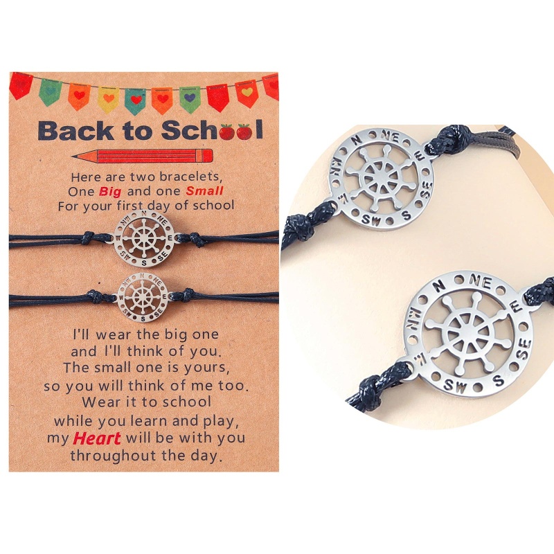 Flgo Vòng Tay Bện Bằng Thép Không Gỉ Hình Bánh Lái Xe Cho Gia Đình