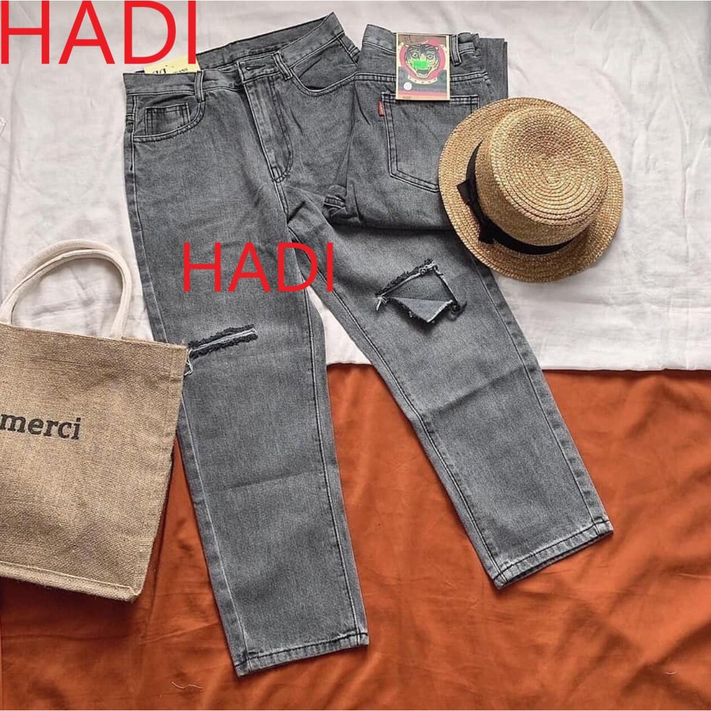 QUẦN BAGGY JEAN NỮ CAO CẤP HADI LƯNG CAO MÀU XÁM LAI CUỐN PHỐI RÁCH NGANG VẠT CỰC CÁ TÍNH CỰC PHONG CÁCH
